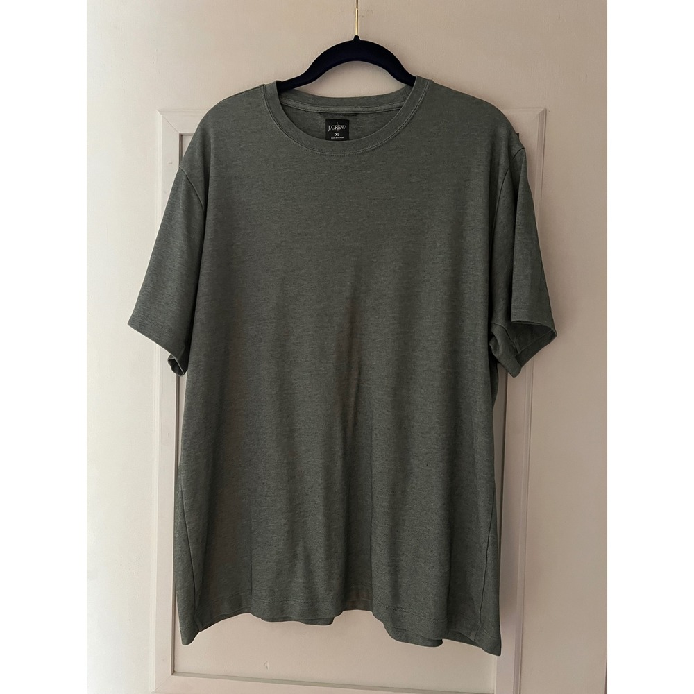 J.Crew Mens XL T-Shirt Heathered Olive Green Coolmax Cotton Blend Short Sleeve